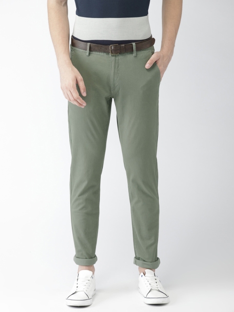 

Arrow Sport Men Olive Green & Green Chrysler Slim Fit Solid Chinos