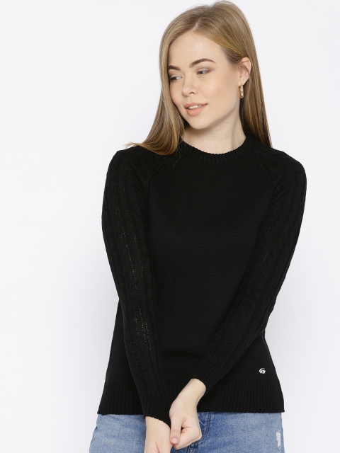 

Cayman Women Black Woollen Solid Pullover