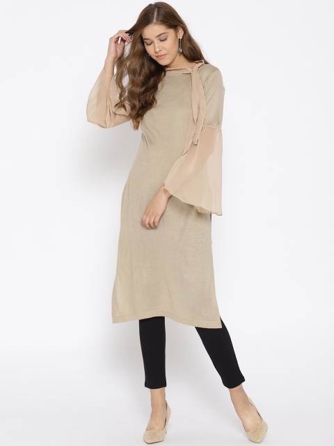 

Cayman Women Beige Solid Straight Kurta