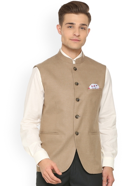 

Allen Solly Men Khaki Solid Nehru Jacket