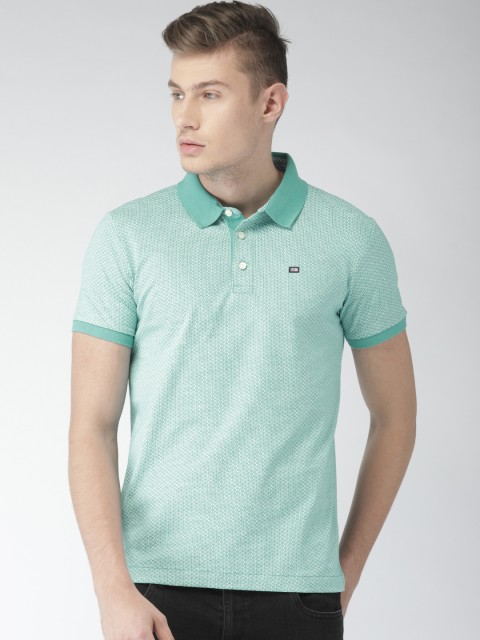 

Arrow Sport Men Turquoise Blue Printed Polo Collar T-shirt