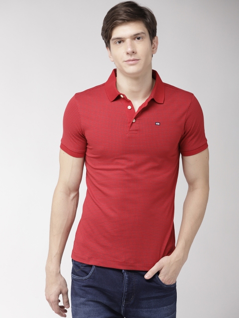 

Arrow Sport Men Red Printed Polo Collar Pure Cotton T-shirt