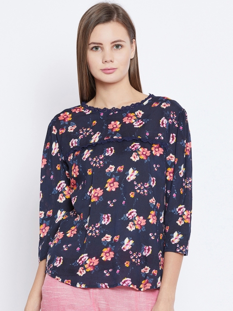 

Ruhaans Women Navy Blue Printed Top