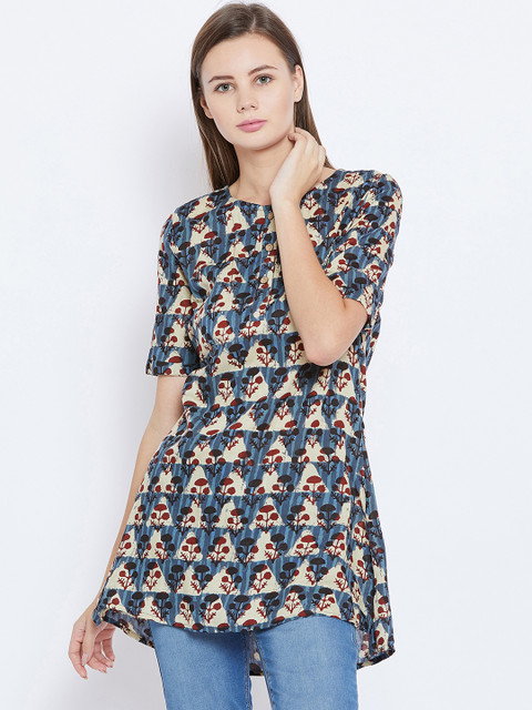 

Ruhaan's Women's Rayon Grey Printed Tunic, Na