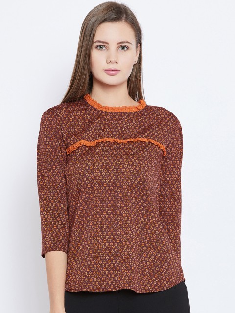 

Ruhaans Women Brown Printed Top