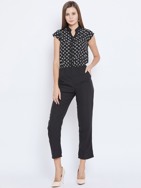 

Ruhaans Black & White Printed Basic Jumpsuit