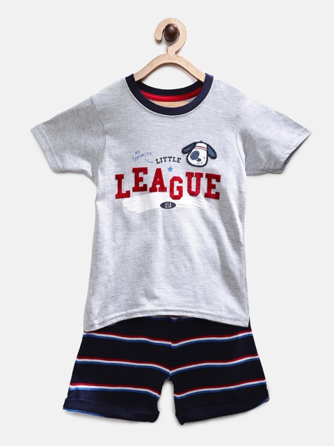 

TONYBOY Boys Grey & Navy Blue Printed T-shirt with Shorts