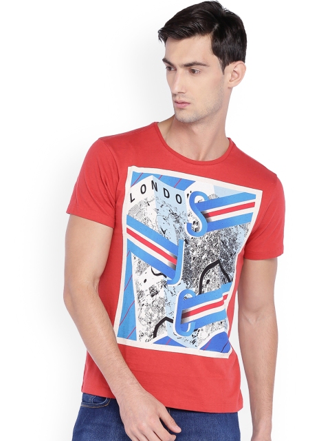 

Solly Jeans Co. Men Red Printed Round Neck T-shirt