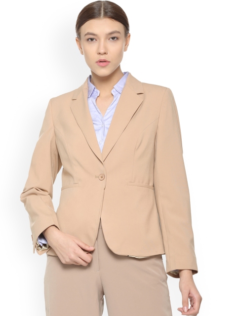 

Van Heusen Woman Beige Solid Single-Breasted Blazer