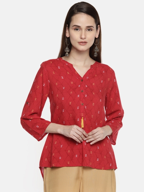 

AKKRITI BY PANTALOONS Women Red Printed Top