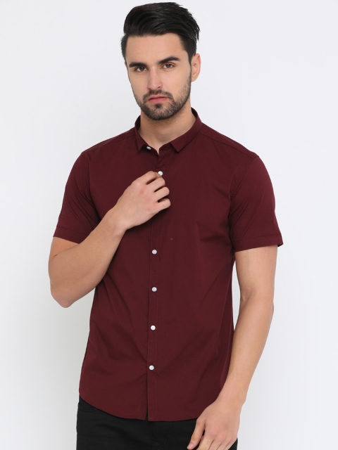 

WITH Men Maroon Slim Fit Solid Casual Shirt