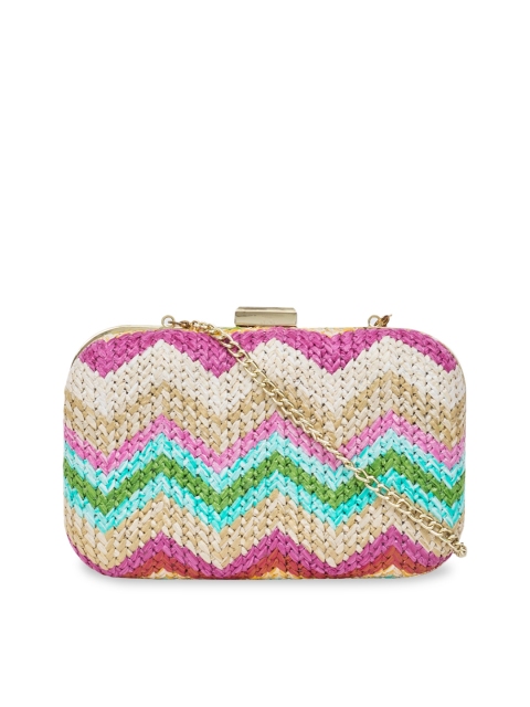 

Chumbak Pink & Beige Textured Clutch