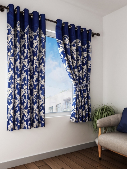 

Home Sizzler Blue & Beige Set of 2 Window Curtains