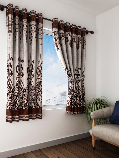 

Home Sizzler Brown Set of 2 Window Curtains