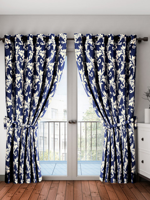 

Home Sizzler Blue & Beige Set of 2 Long Door Curtains