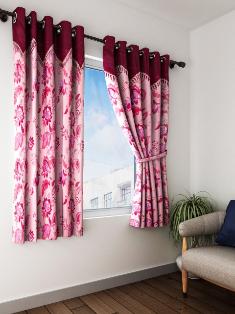

Home Sizzler White & Pink Set of 2 Door Curtains