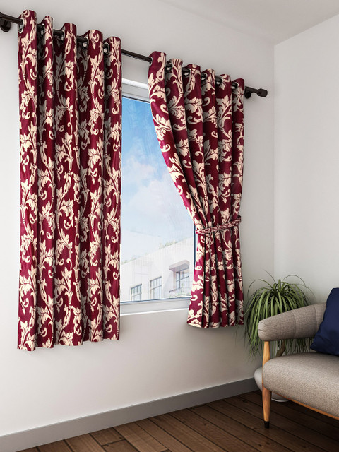 

Home Sizzler Maroon & Off-White Set of 2 Window Curtains