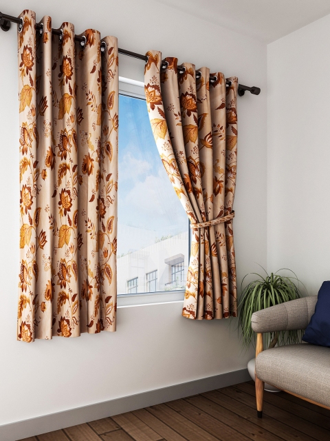 

Home Sizzler Beige & Brown Set of 2 Window Curtains