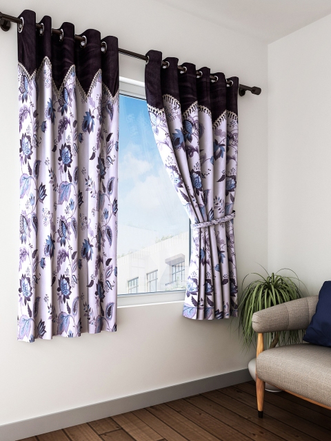 

Home Sizzler Grey & Lavender Set of 2 Window Curtains