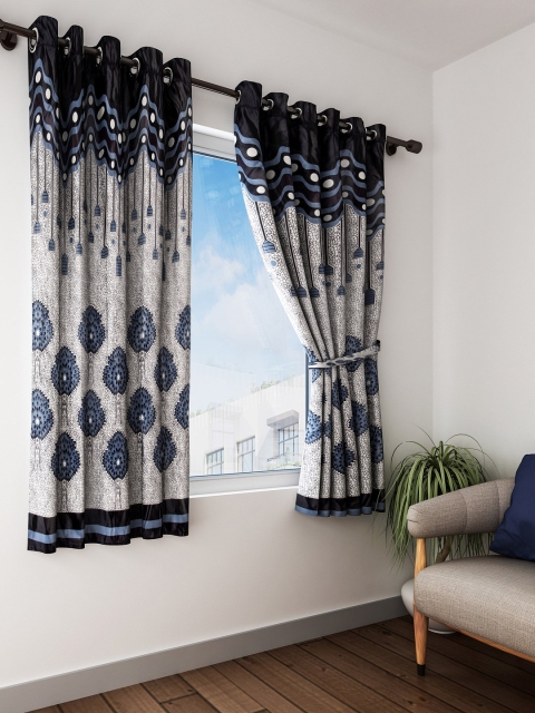 

Home Sizzler Grey & Black Set of 2 Window Curtains