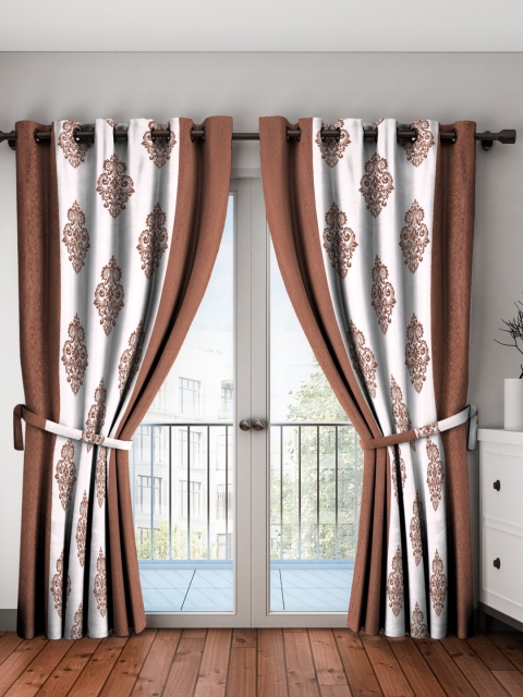 

Home Sizzler Brown & White Set of 2 Long Door Curtains