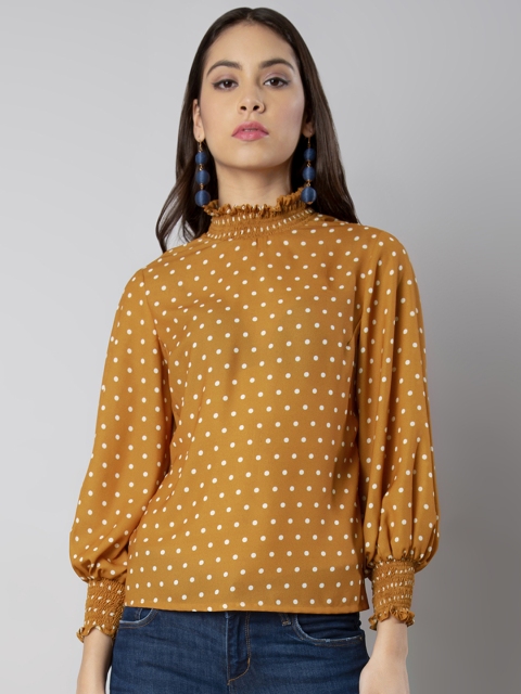 

FabAlley Women Mustard Yellow Printed Top