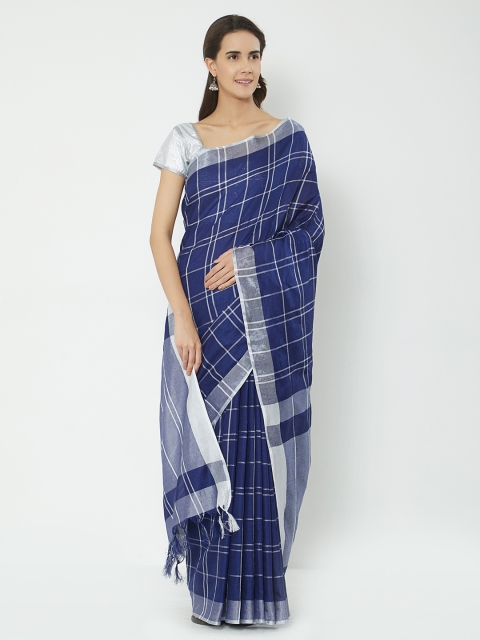 

Rajesh Silk Mills Blue CheckedPure Cotton Saree