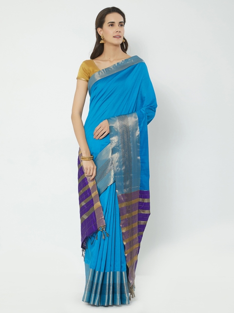

Rajesh Silk Mills Blue Solid Pure Silk Saree