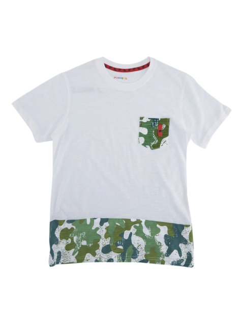 

POPPERS by Pantaloons Boys Off-White & Green Printed Round Neck T-shirt