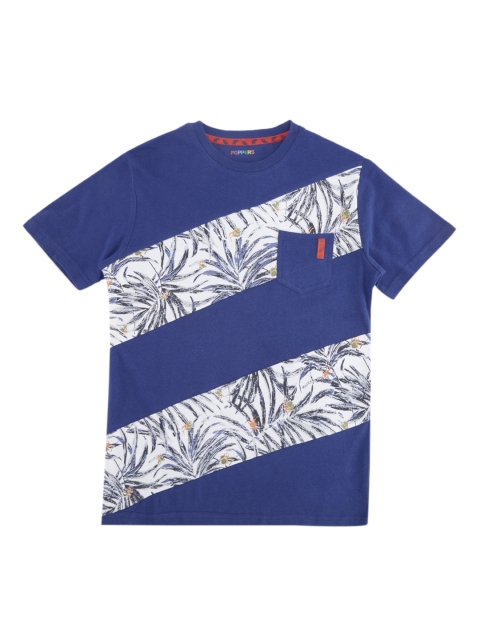 

POPPERS by Pantaloons Boys Blue & Off-White Printed Round Neck T-shirt