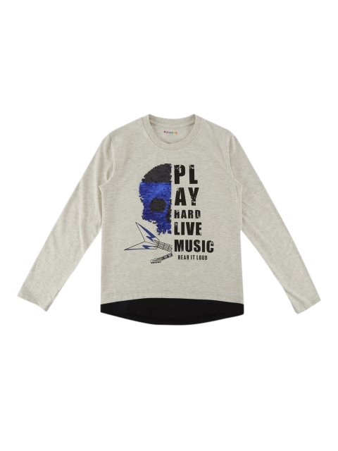 

POPPERS by Pantaloons Boys Off-White & Black Printed Round Neck T-shirt