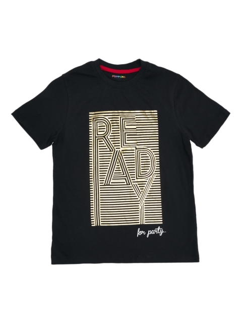 

POPPERS by Pantaloons Boys Black Printed Round Neck T-shirt