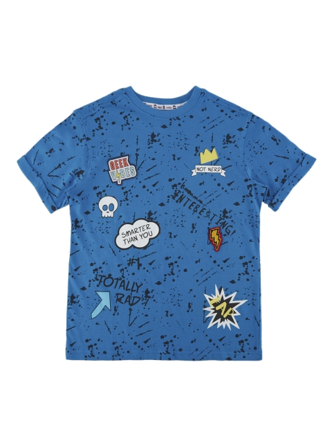 

POPPERS by Pantaloons Boys Blue Printed Round Neck T-shirt