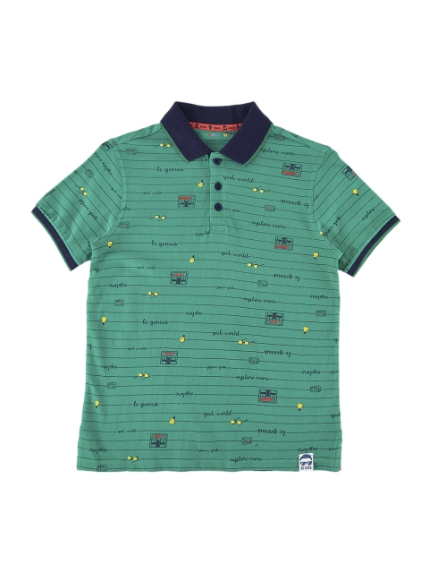 

POPPERS by Pantaloons Boys Green Striped Polo Collar T-shirt