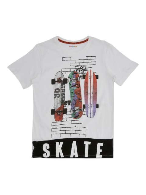 

POPPERS by Pantaloons Boys White Printed Round Neck T-shirt