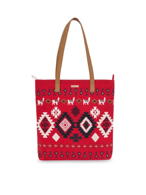 

Chumbak Red Self Design Shoulder Bag