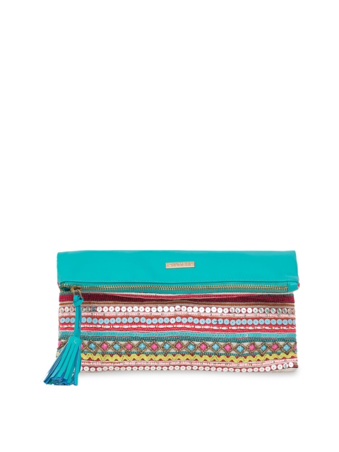 

Chumbak Turquoise Blue Embroidered Clutch