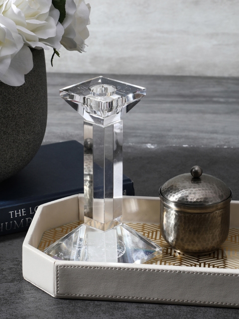 

Pure Home and Living Transparent Small Crystal Column Candle Holder
