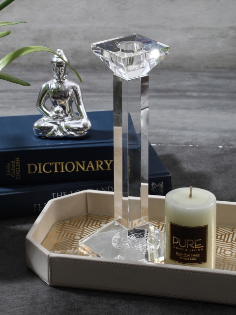 

Pure Home and Living Transparent Medium Crystal Column Candle Holder