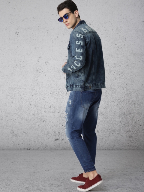 

Ecko Unltd Men Navy Blue Solid Denim Jacket
