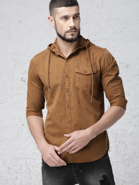 

Ecko Unltd Men Rust Slim Fit Printed Hooded Denim Shirt