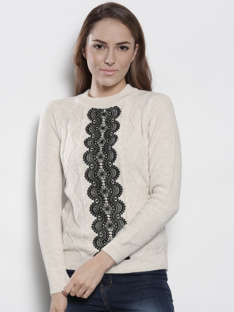

DOROTHY PERKINS Women Off-White Self Design Pullover