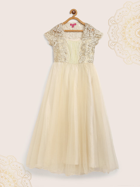 

Biba Girls Cream-Coloured Lace Detail Maxi A-Line Dress
