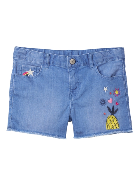 

GAP Girls Blue Embroidery Shorty Shorts With High Stretch
