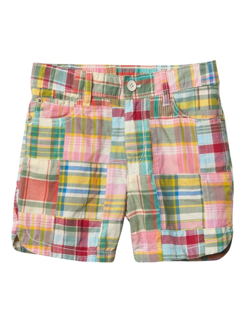 

GAP Girls Multicoloured Madras Patchwork Midi Shorts, Multi