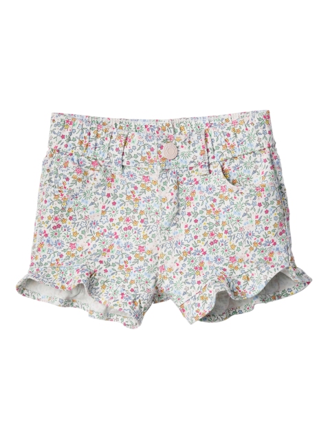 

GAP Toddler Girl White Floral Shorty Shorts With Flutter Cuffs In Stretch