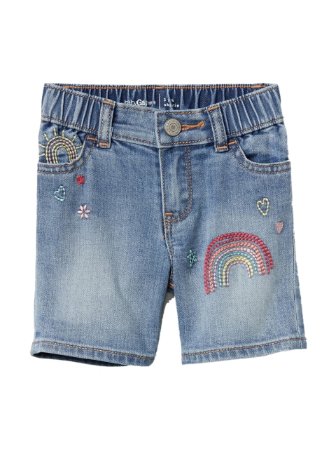 

GAP Toddler Girl Blue Midi Shorts With Rainbow Embroidery