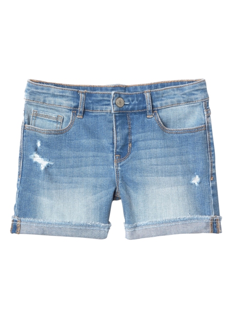 

GAP Girls Blue High Stretch Distressed Midi Shorts