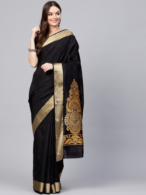 

Saree mall Black Solid Kanjeevaram Saree