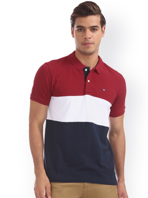 

Arrow Sport Men Red Colourblocked Polo Collar T-shirt